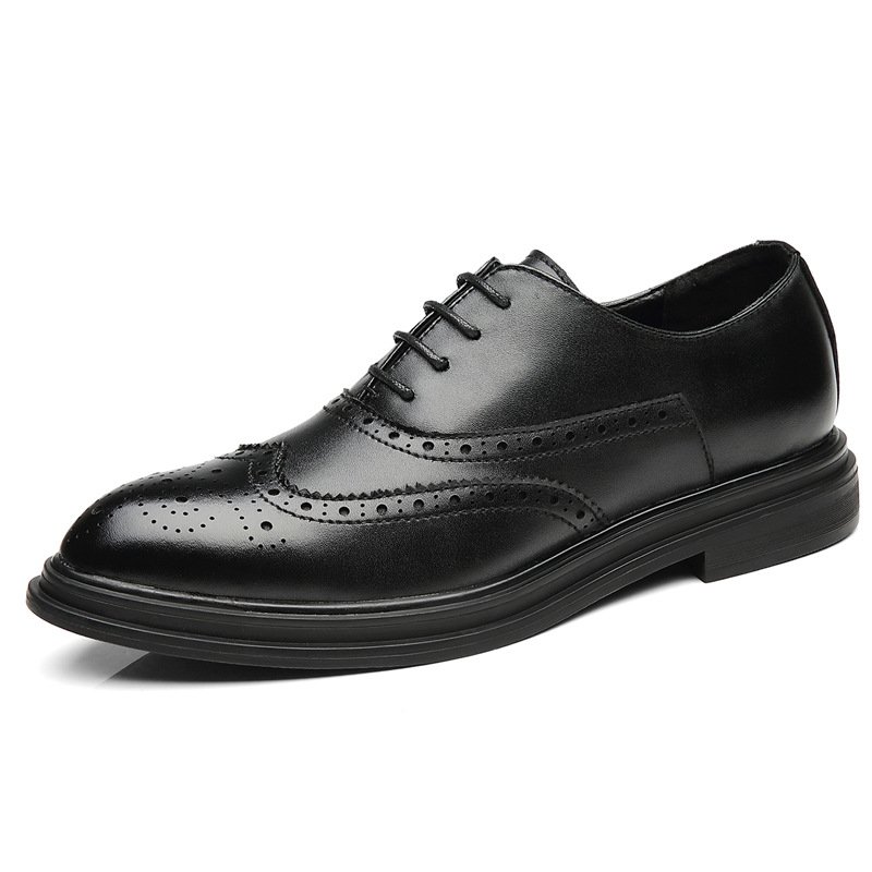 Autumn Bullock men's shoes, British trendy shoes, casual business dress shoes, men's pointed black small leather shoes