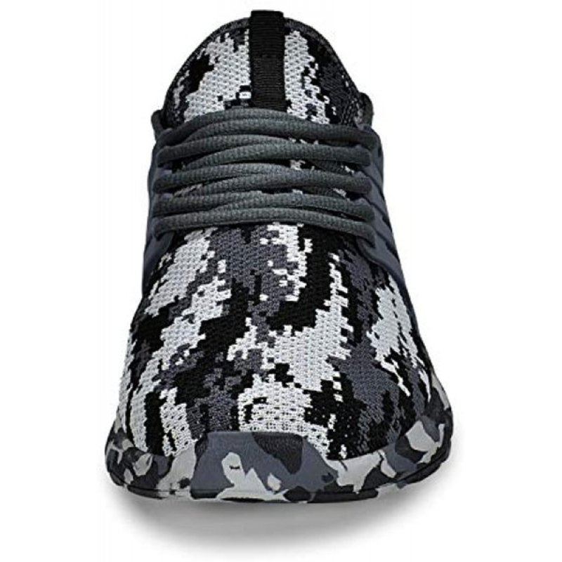 Feetmat Men's Non Slip Gym Sneakers Lightweight Breathable Athletic Running Walking Tennis Shoes Camouflage Grey