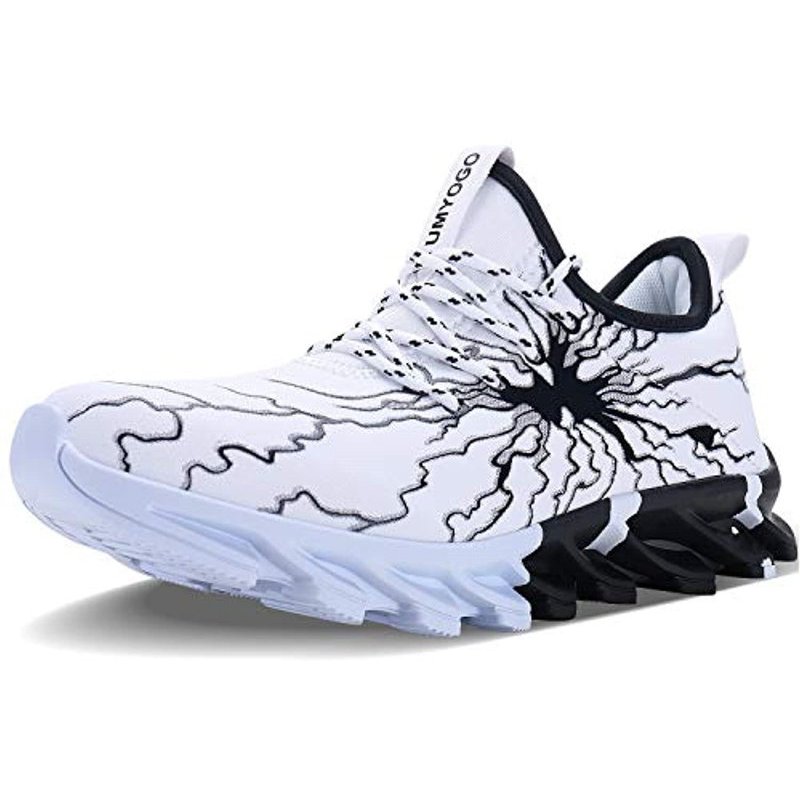 UMYOGO Fashion Graffiti Sneakers Tennis Running Shoes for Men White