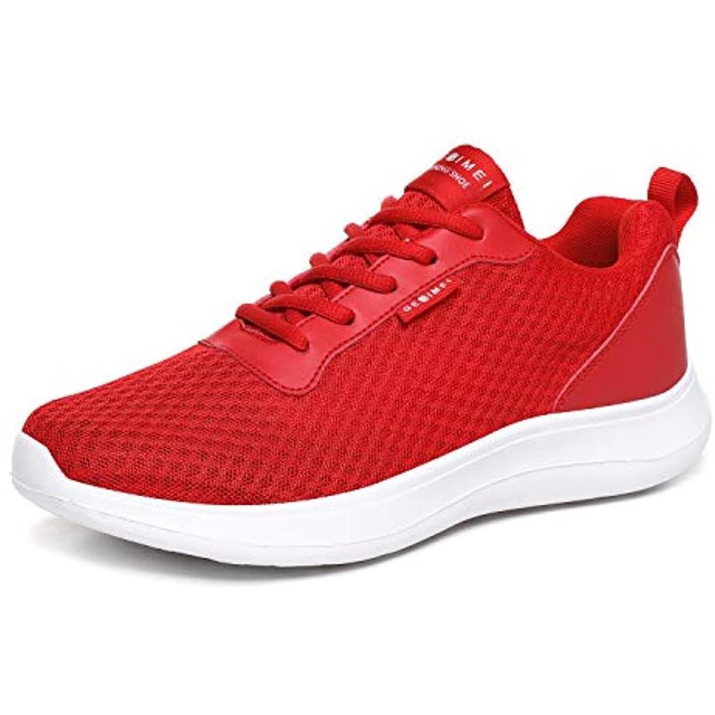 GESIMEI Men's Breathable Mesh Tennis Shoes Comfortable Gym Sneakers Lightweight Athletic Running Shoes Red