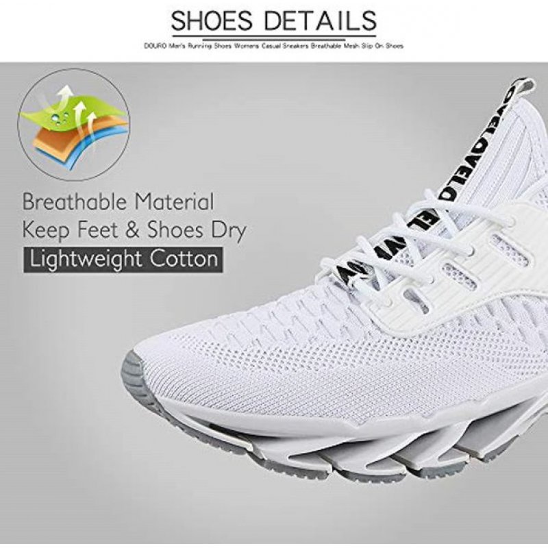 DUORO Mens Athletic Running Shoes Mesh Lightweight Sneakers Breathable Stylish Athletic Gym Shoes Casual Tennis Sport Shoes for Workout Walking 1387-white