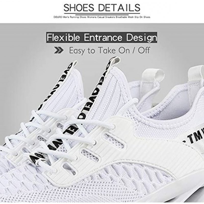 DUORO Mens Athletic Running Shoes Mesh Lightweight Sneakers Breathable Stylish Athletic Gym Shoes Casual Tennis Sport Shoes for Workout Walking 1387-white