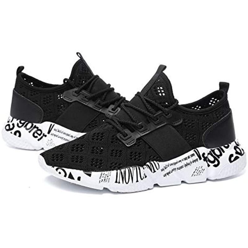 Wander G Men's Lightweight Breathable Mesh Street Sport Walking Shoes Casual Sneakers for Sports Gym Walking Black