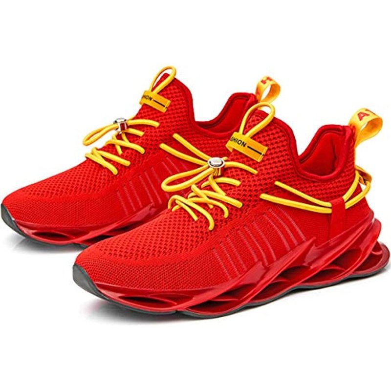 Damyuan Mens Running Walking Gym Athletic Tennis Blade Shoes Fashion Breathable Sneakers Red