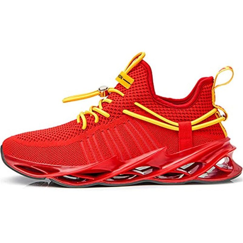 Damyuan Mens Running Walking Gym Athletic Tennis Blade Shoes Fashion Breathable Sneakers Red